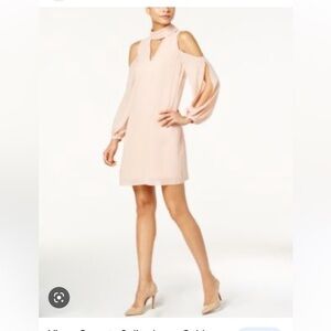 NWT Vince Camuto blush pink Split-Sleeve Cold-Shoulder Choker Dress
